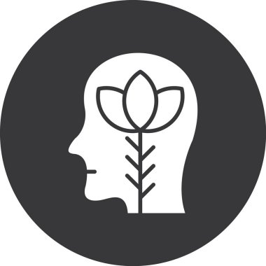 Çiçek ikonlu insan kafası. Web için insan başı vektör simgesinin basit çizimi