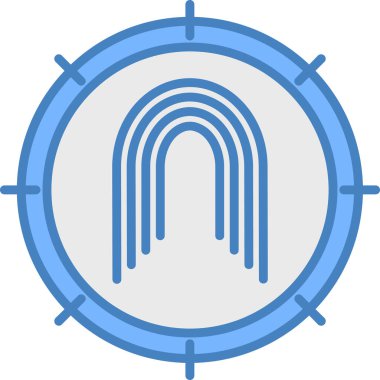 Mavi ve beyaz bir ikonun vektör illüstrasyonu