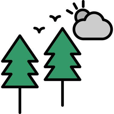 Orman. Web simgesi basit illüstrasyon