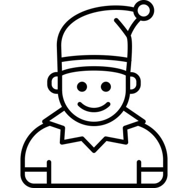 Noel şapkası ikonu olan adam, taslak tarzı