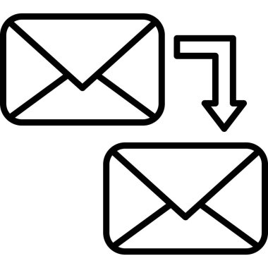 E- posta pazarlama simgesi ana hatları vektörü. e- posta pazarlaması