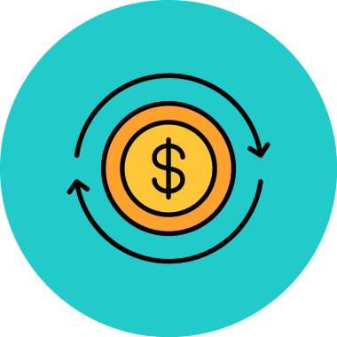 Dolar vektörü düz renk simgesi