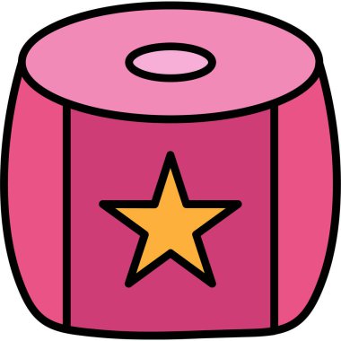 Pembe ve beyaz bir yıldızın çizgi film vektörü