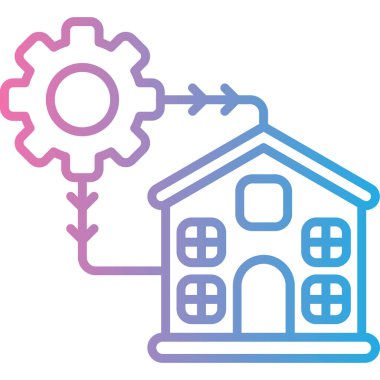 dişli ikon vektör illüstrasyonlu ev