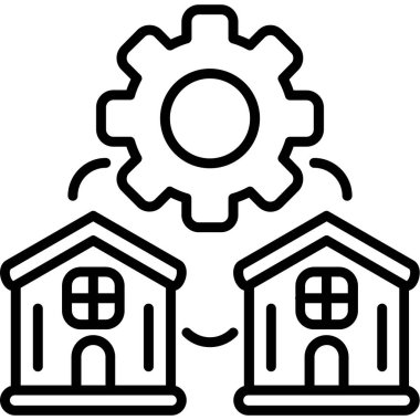 dişli ev inşa simgesi ana hat biçiminde