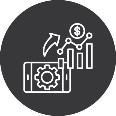 Finansal büyüme ikonu. Vektör biçimi düz ikonik gri simge, yuvarlak açılar ve beyaz arkaplan, beyaz arkaplan.