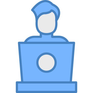 Dizüstü bilgisayarı olan bir adamın vektör çizimi