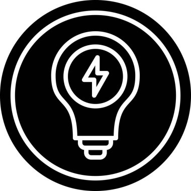 Ampul vektör simgesi. biçim düz yuvarlak sembol, siyah renk, yuvarlak açılar, beyaz arkaplan.