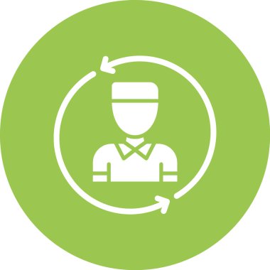 Şemsiye vektör ikonu olan adam. biçim düz yuvarlak sembol, eko yeşil renk, yuvarlak açılar, beyaz arkaplan