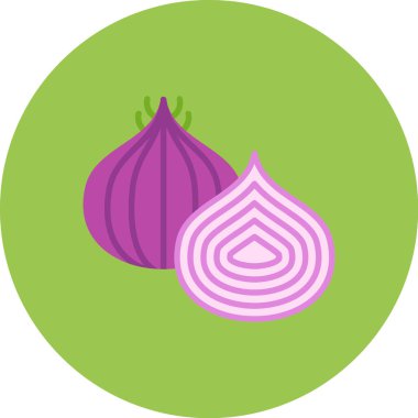 Soğan ikonu vektörü. Çizgi film soğan işareti. renk kontur sembolü.