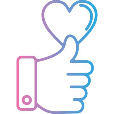 Kalp ikonu olan el, vektör illüstrasyonu