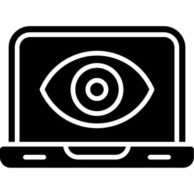 Laptop gözü. Basit simge, vektör illüstrasyonu