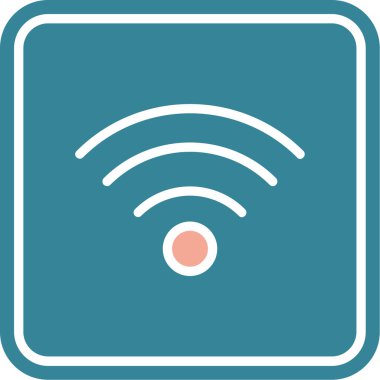 Wi-Fi vektör simgesi. Bu düz yuvarlak sembol gri ve cyan renkler kullanır ve beyaz arkaplanda izole edilir.