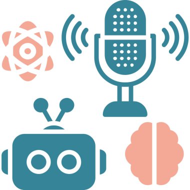 Radyo kontrol teknolojisi vektör simgeleri. ses dalgası, ses, mikrofon, radyo, radyo, radyo.