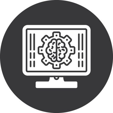 Dizüstü bilgisayarlı beyin, basit vektör çizimi