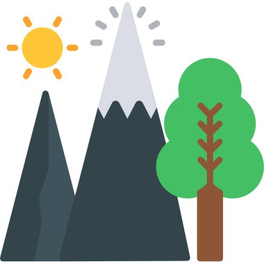 Orman ağaçlarının simgesi düz stil