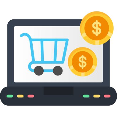 Alışveriş çevrimiçi simgesi vektör illüstrasyonu