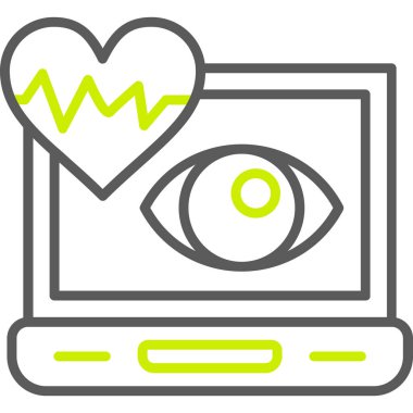 Dizüstü bilgisayarlı kalp, vektör simgesi