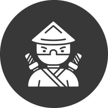 Moda tarzında izole edilmiş Japon Ninja simgesi