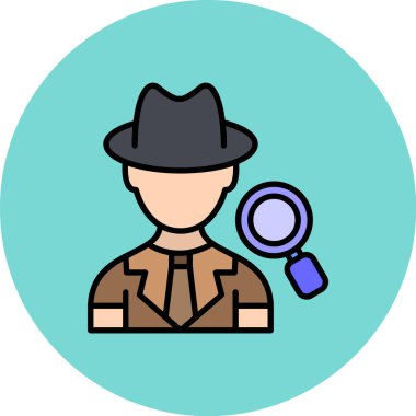 Dedektif man ikon vektör illüstrasyonu