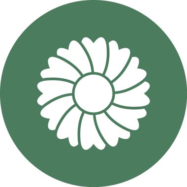 çiçek vektör simgesi. biçim düz yuvarlak sembol, sarı renk, yuvarlak açılar, beyaz arkaplan.