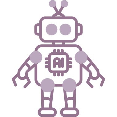 Robot simgesi. Robot zeka sembolü. Yapay zeka. beyaz arkaplanda izole.
