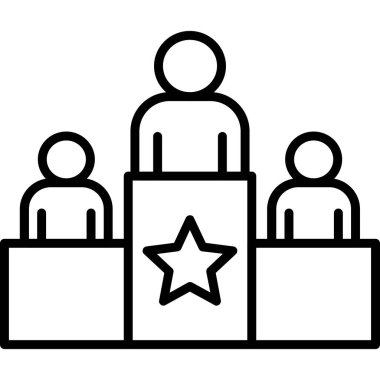 izleyici podyumu ikon vektör ana hatları çizimi