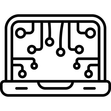 Bilgisayar işlemci simgesi ana hatları vektörü. Bilgisayar devresi. bilgisayar