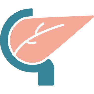 Karaciğer vektör simgesi. biçim düz sembol, yuvarlak açılar, pembe ve mavi renkler, beyaz arkaplan