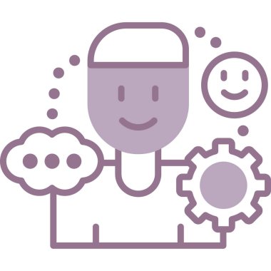 mutlu insan kafası dişli ve vites çizgisi stili vektör tasarımı