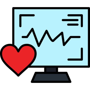 Kalp monitörü simgesi, basit vektör illüstrasyonu