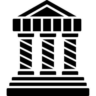 Banka binası ikonu. Web için banka vektör simgelerinin özet çizimi