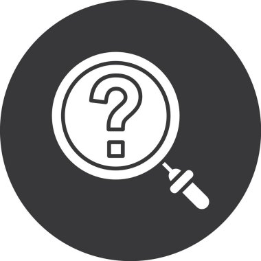 Soru işareti simgesi olan büyüteç. Basit tasarım