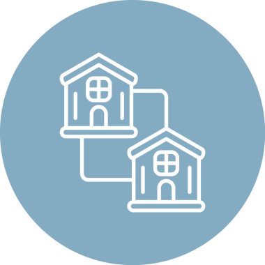 Gayri menkul vektör çizgisi simgesi, düzenlenebilir vuruş, doğrusal mavi simge