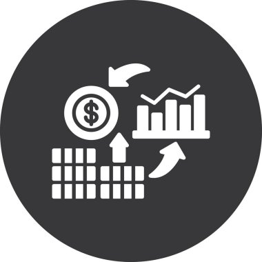 finansal büyüme grafiği yuvarlanmış vektör simgesi