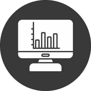 Grafik simgesi olan bilgisayar monitörü. Basit resimleme