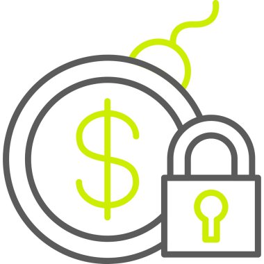 Para kilidi. Web simgesi basit illüstrasyon