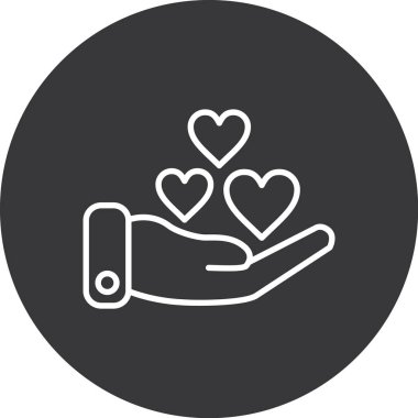 İki simgeyle el ele tutuşan kalp, vektör illüstrasyonu