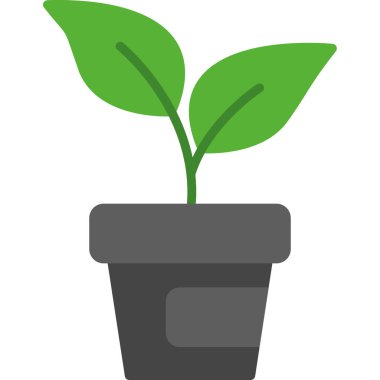 çömlek simgesinde büyüyen bitki, vektör illüstrasyonu