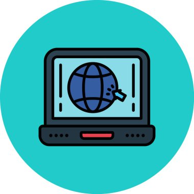 Bilgisayar simgesi olan dünya. vektör illüstrasyonu