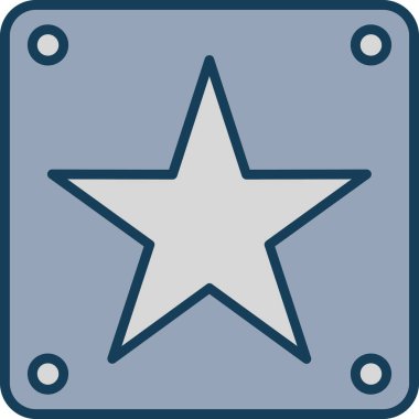 İlkel setten bir yıldız ikonu. renk izole. Düz kare yuvarlak sembol mavi renk gri arkaplan, yuvarlak açılar mavi arkaplan