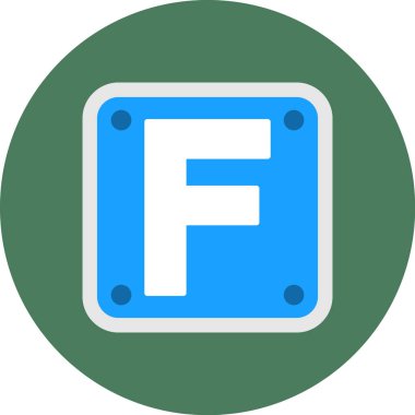 Tek izole edilmiş f simgesinin vektör illüstrasyonu