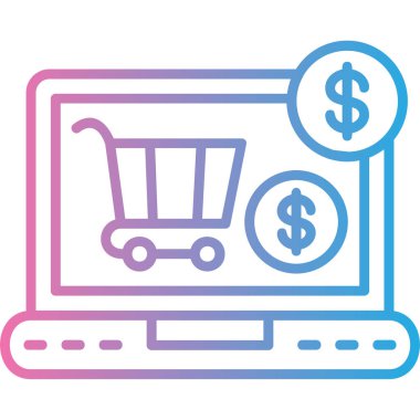 çevrimiçi alışveriş arabası vektör çizgisi simgesi, düzenlenebilir vuruş.