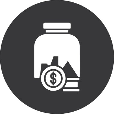 Kavanoz kavanozu bozuk para simgesi katı biçimde