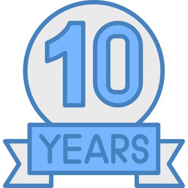 10. yıldönümü çıkartması, simge, vektör illüstrasyonu