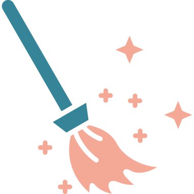 süpürge simgesi temizleme, vektör illüstrasyonu