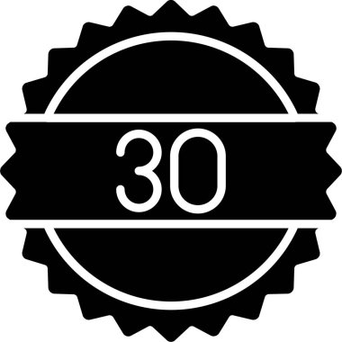 20 yıl boyunca siyah beyaz yuvarlak ikon. vektör resmi.