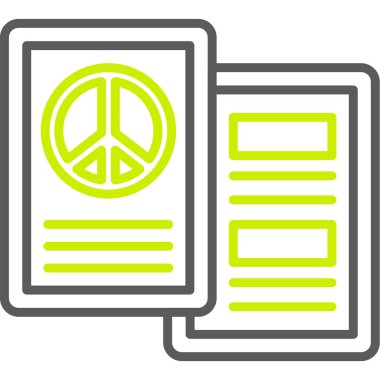 Barış kitabı ikonu. Web için hippi vektör sembolünün özet çizimi