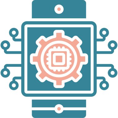 İşlemci modern simgesi, vektör illüstrasyonu