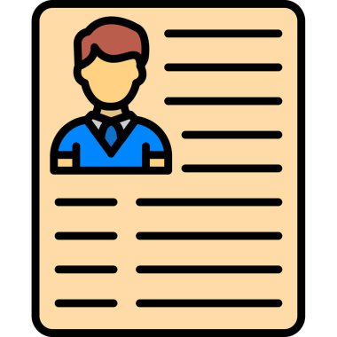 iş arama çalışanı simgesi renk ana hatları vektörü